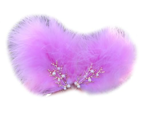 Kabelife 2 Stück Feen Feder Haarspangen mit perlen Haarklammern Süß Haarclipfür Hutaccessoire Braut Hochzeit Party Fasching Fascinator Damen Mädchen Haarschmuck (Rot-Weiß) von Kabelife