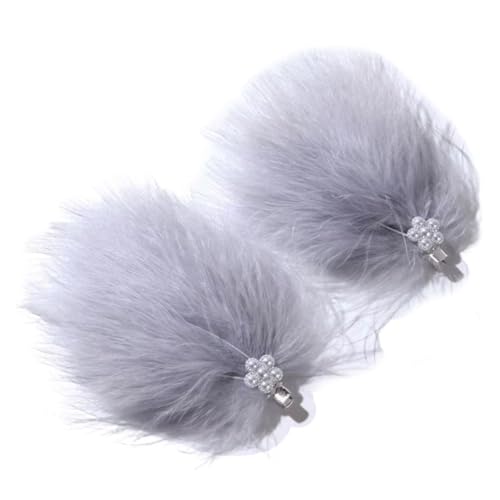 Kabelife 2 Stück Süß Feder Haarspangen mit perlen Haarklammern für Hutaccessoire Braut Hochzeit Party Fasching Haarclip Fascinator Damen Mädchen Haarschmuck (Grau) von Kabelife