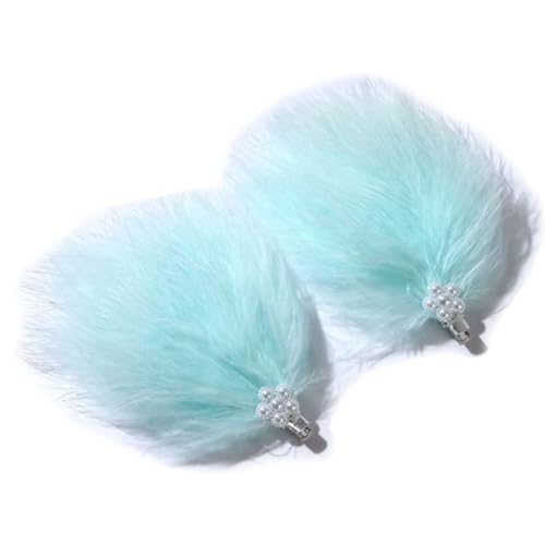 Kabelife 2 Stück Süß Feder Haarspangen mit perlen Haarklammern für Hutaccessoire Braut Hochzeit Party Fasching Haarclip Fascinator Damen Mädchen Haarschmuck (Grün) von Kabelife