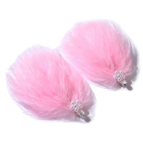 Kabelife 2 Stück Süß Feder Haarspangen mit perlen Haarklammern für Hutaccessoire Braut Hochzeit Party Fasching Haarclip Fascinator Damen Mädchen Haarschmuck (Pink) von Kabelife