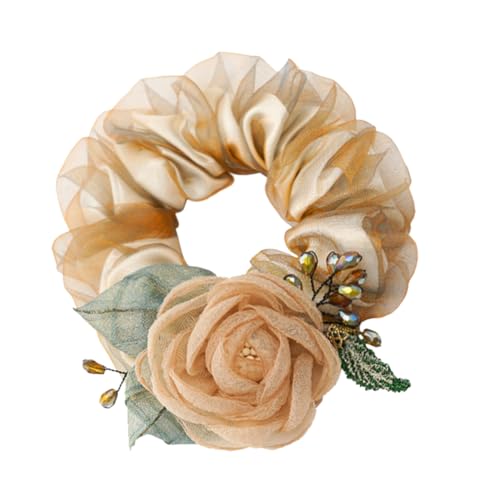 Kabelife Blumen Haargummis Elastisches Haarband Haargummi Srunchies Pferdeschwanz-Halter Haar Seile für Frauen Mädchen (Aprikose) von Kabelife