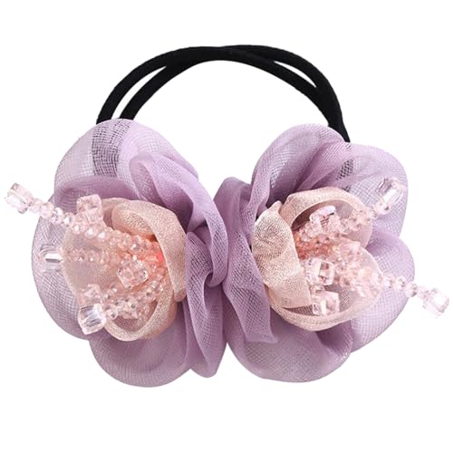 Kabelife Blumen-Haarschleifen Damen Mädchen Haargummis mit Strass Elastisches Haargummi dehnbares Gummi-Haarband Srunchies Pferdeschwanz-Halter Haar Seile (Lila) von Kabelife