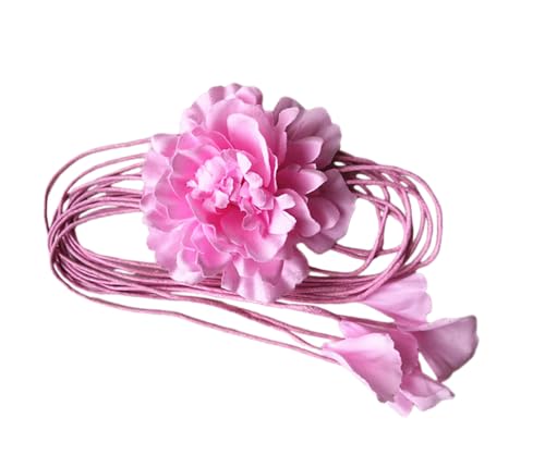 Kabelife Böhmischen Stil Damen Blumen mit Quaste Schmaler Gürtel Kleidgürtel Taillengürtel Hüftgürtel Kleid Belt Gürtel(Hellpink) von Kabelife