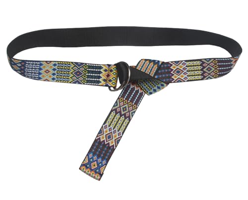 Kabelife Bunt gewebte Gürtel Canvas Damen Streifen Farbgürtel Mode Jeans Kleid Mantel Taillengürtel 3,7cm Breite(Blau) von Kabelife