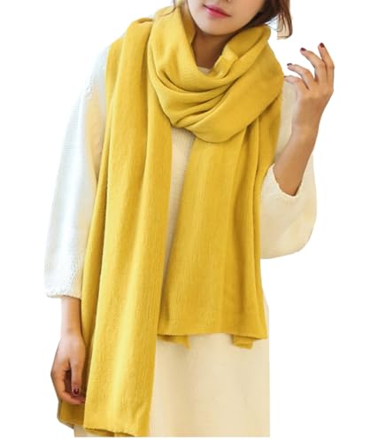 Kabelife Damen Strickschal XXL Lang Schal warm Grobstrickschal Schultertuch Oversized Herbst Winterschal 200cm x 50cm(Gelb) von Kabelife
