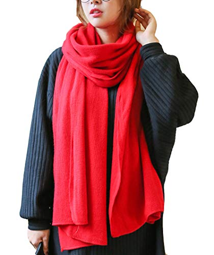 Kabelife Damen Strickschal XXL Lang Schal warm Grobstrickschal Schultertuch Oversized Herbst Winterschal 200cm x 50cm (Rot) von Kabelife