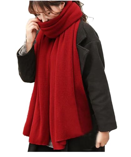 Kabelife Damen Strickschal XXL Lang Schal warm Grobstrickschal Schultertuch Oversized Herbst Winterschal 200cm x 50cm(Weinrot) von Kabelife