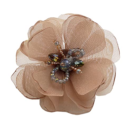 Kabelife Elegante Damen Accessoires Blumen Brosche Ansteckblume Blume Haarklammer Haarblume Haarblüte Haarspange Haarschmuck Flowers Haarclip 7cm (Braun) von Kabelife