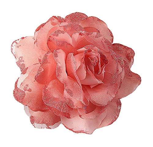 Kabelife Groß Blume Haarspange Haarblume Rose Brosche Blume Kopfschmuck Haarschmuck Boutonniere Handgelenksblume für Party Strand Hochzeit 16CM (Koralle) von Kabelife