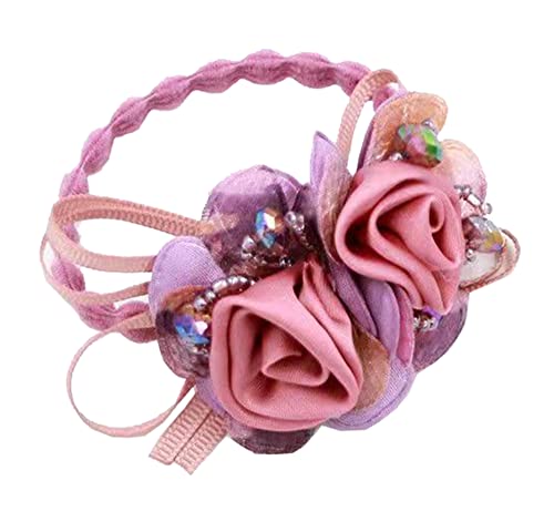Kabelife Haargummis Blumen mit Strass Perlen Elastisches Haarband Haargummi Srunchies Pferdeschwanz-Halter Haar Seile für Frauen Mädchen (Hellilia) von Kabelife
