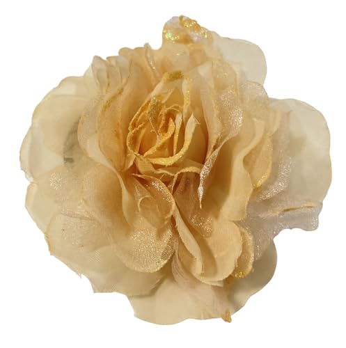 Kabelife Pfingstrose Blume Brosche Blume Ansteckblume Blume Haarspange Blume Haarclip Haarblume Haarblüte Haarschmuck für Party Strand Hochzeit (Champagner) von Kabelife