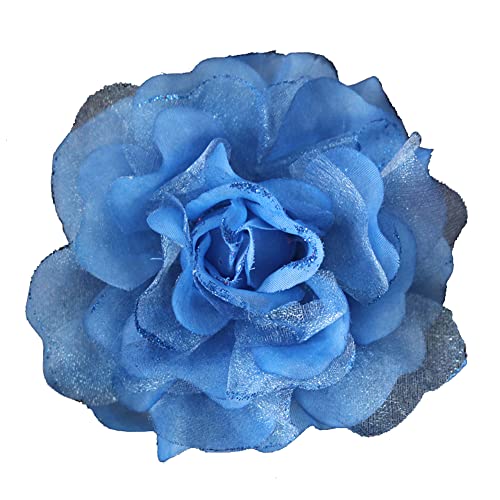 Kabelife Pfingstrose Blume Brosche Blume Ansteckblume Blume Haarspange Blume Haarclip Haarblume Haarblüte Haarschmuck für Party Strand Hochzeit (Königsblau) von Kabelife
