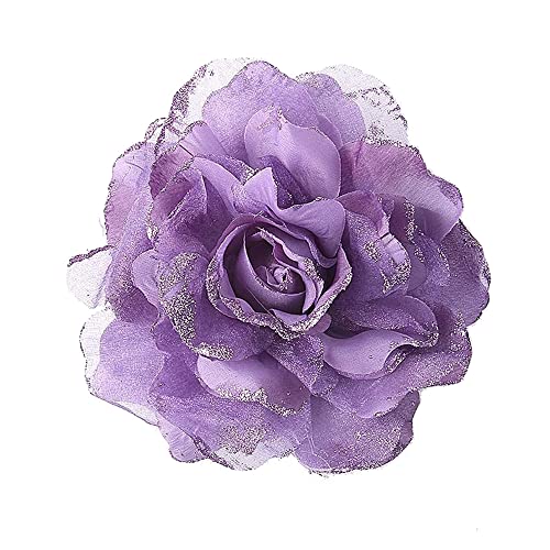 Kabelife Pfingstrose Blume Brosche Blume Ansteckblume Blume Haarspange Blume Haarclip Haarblume Haarblüte Haarschmuck für Party Strand Hochzeit (Lavendel) von Kabelife