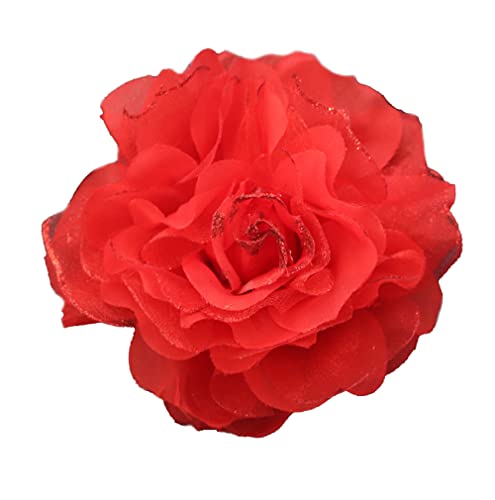Kabelife Pfingstrose Blume Brosche Blume Ansteckblume Blume Haarspange Blume Haarclip Haarblume Haarblüte Haarschmuck für Party Strand Hochzeit (Rot) von Kabelife