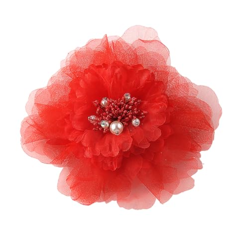 Kabelife Rose Brosche Blume Ansteckblume Groß Blume Haarspange Haarblume Kopfschmuck Haarschmuck Boutonniere Handgelenksblume für Party Strand Hochzeit(Rot) von Kabelife