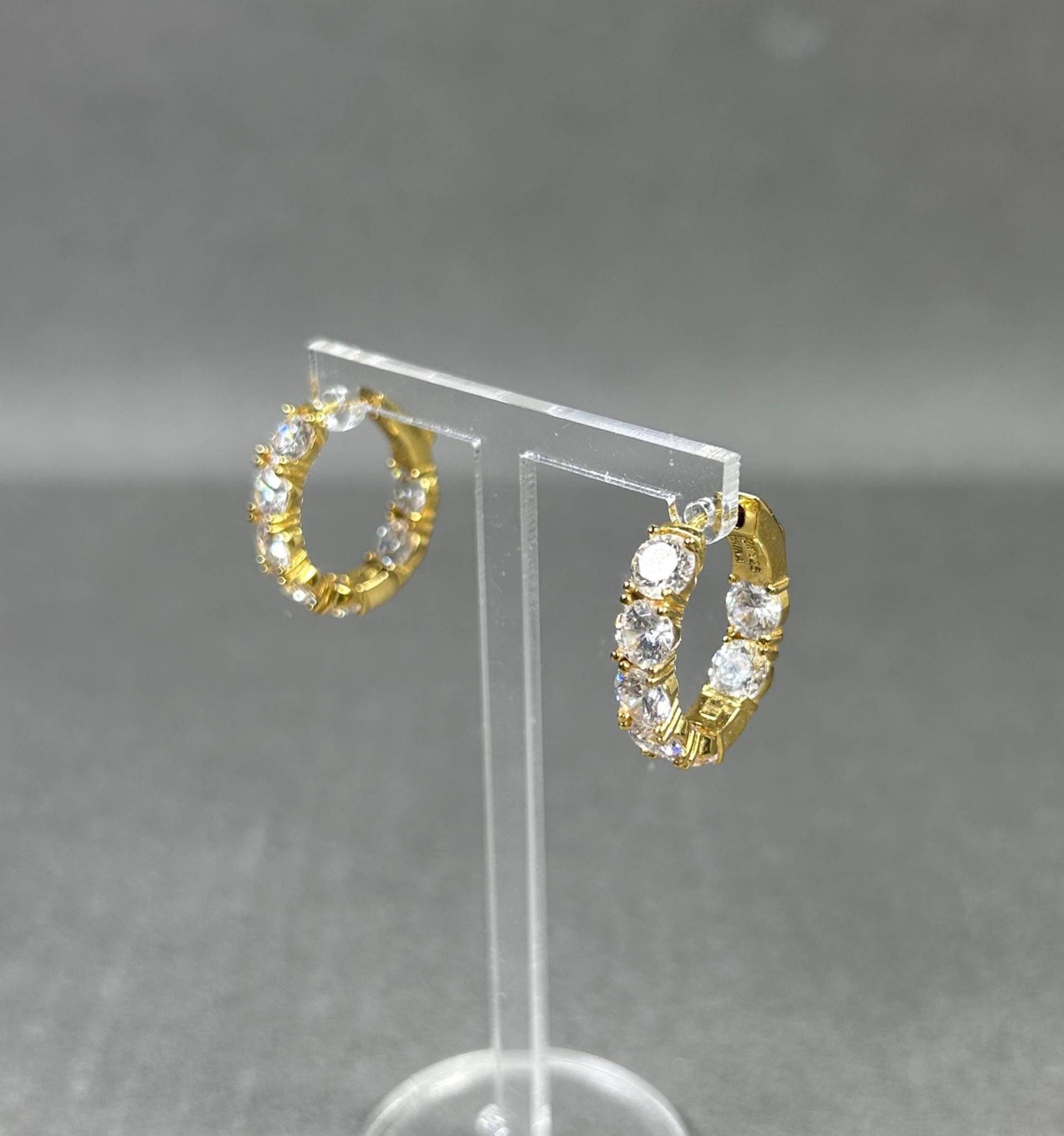 Statement Fzn 925 China Kleine Hoop Ohrringe Mit Klaren Strasssteinen von KabinettBerlin