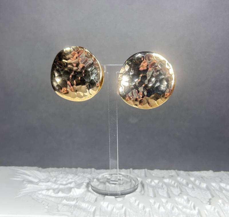 Vintage Große Runde Goldfarbene Ohrklips von KabinettBerlin