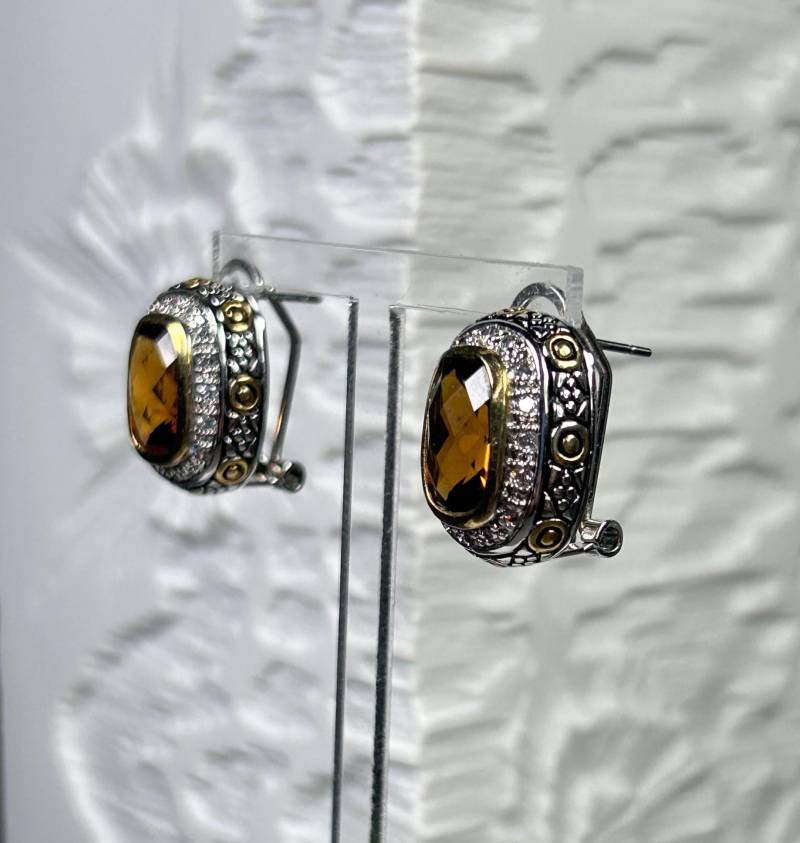 Vintage N China Signierte Ohrringe/Ohrstecker Mit Cubic Zirkonia von KabinettBerlin