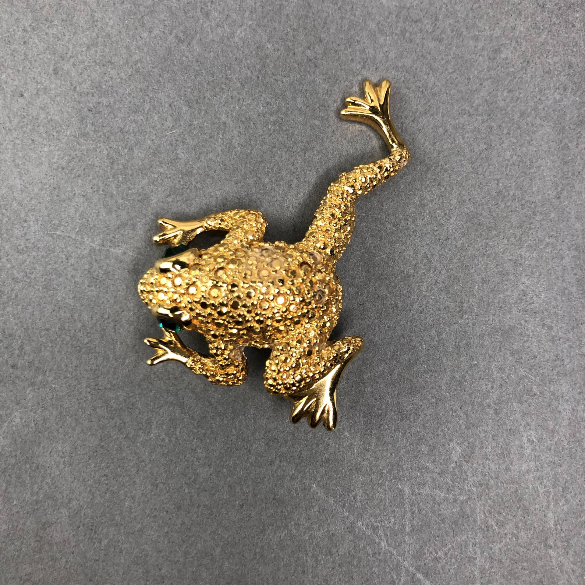Vintage Napier Signierte Brosche Goldener Frosch von KabinettBerlin