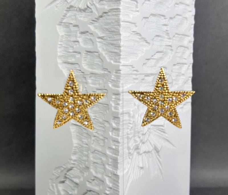 Vintage Ohrringe/Ohrstecker Sterne Mit Strasssteinen von KabinettBerlin
