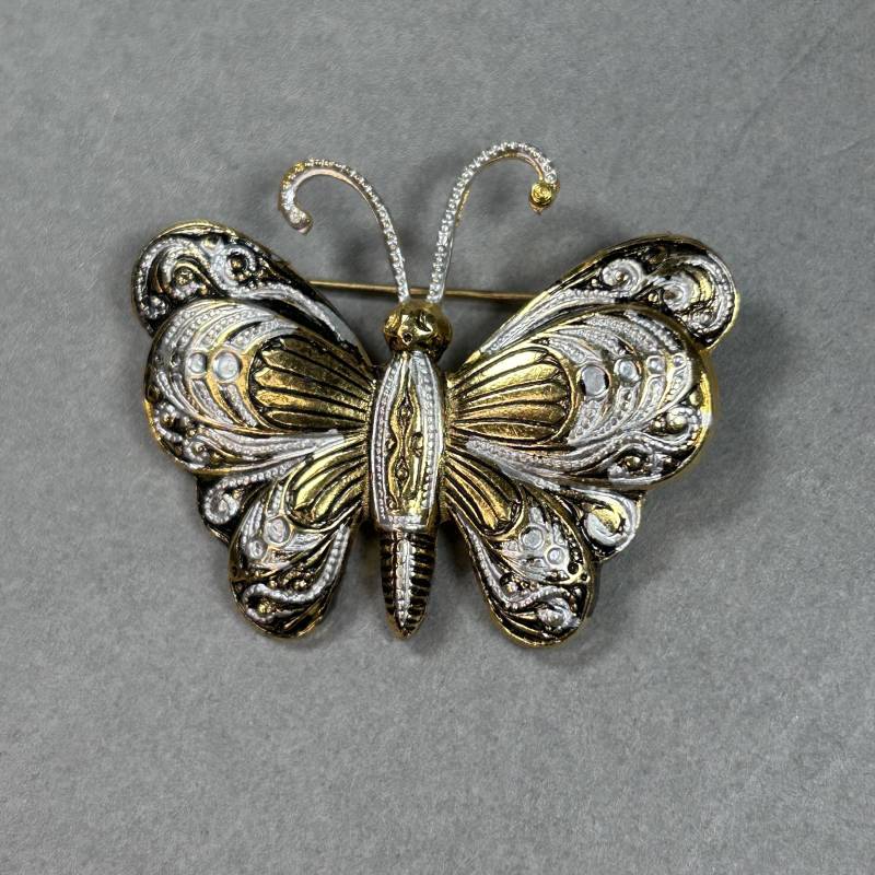 Vintage Spain Signierte Brosche Schmetterling Im Niello von KabinettBerlin