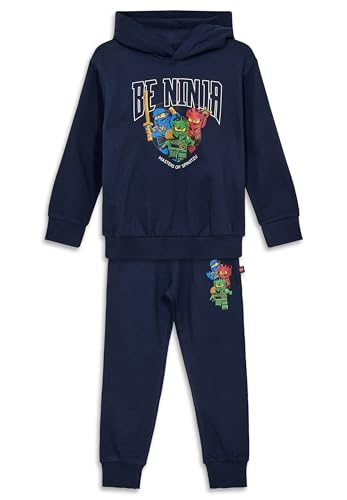Kabooki LEGO® NINJAGO® Sweat Set für Jungen und Mädchen - Hoodie und Jogginghose aus Bio-Baumwolle | Bequemes Set mit Ninja-Print | Ideal für Freizeit und Spiel von Kabooki
