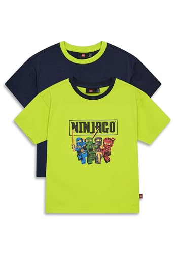 Lego® NINJAGO® T-Shirts für Jungen - 2er-Pack aus 100% Bio-Baumwolle | Bequemes Kinder T-Shirt mit Ninja-Print | Grünes und blaues Oberteil für Fans von Kabooki
