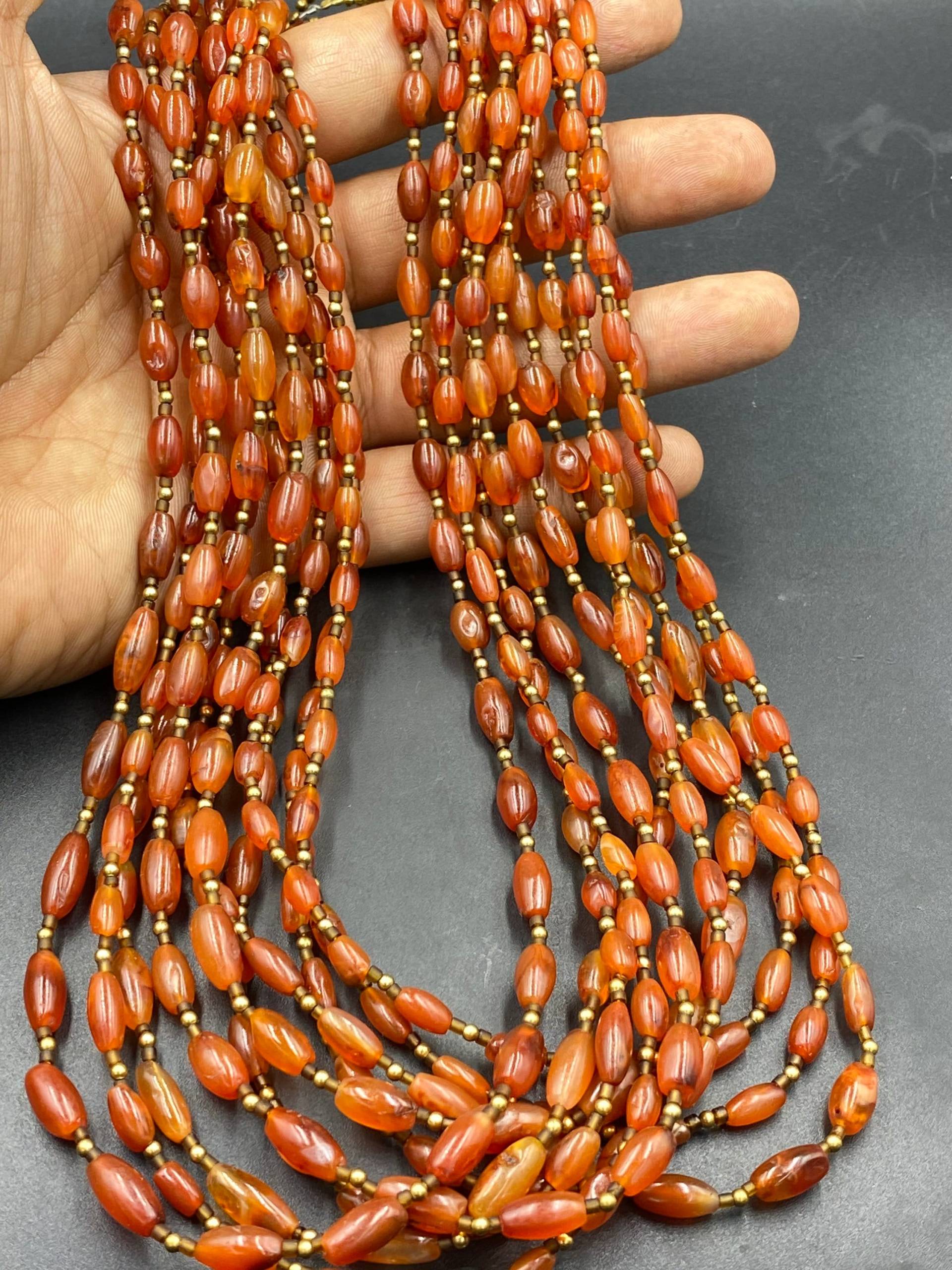 10 Strang Alte Antike Natürliche Karneol Perlen Halskette Spitzenqualität von Kabulemporium
