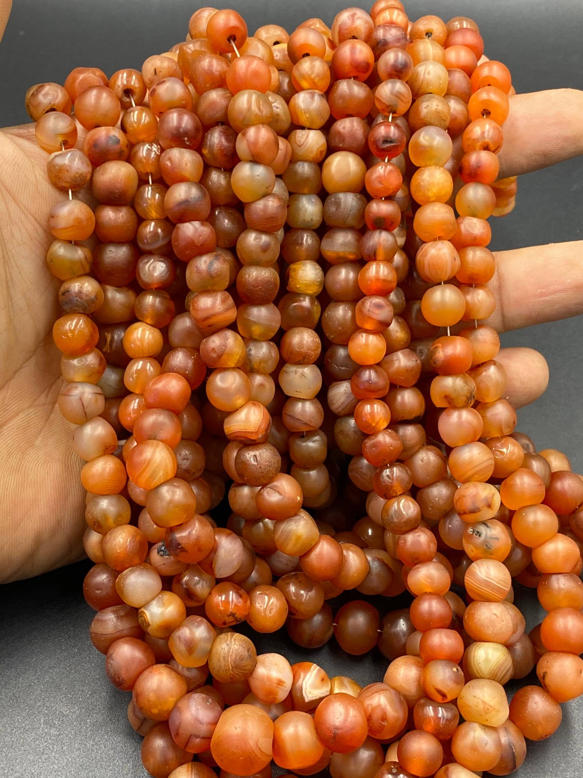10 Strang Wunderschöne Alte Karneol Perlen Halskette Tibet Unikat von Kabulemporium