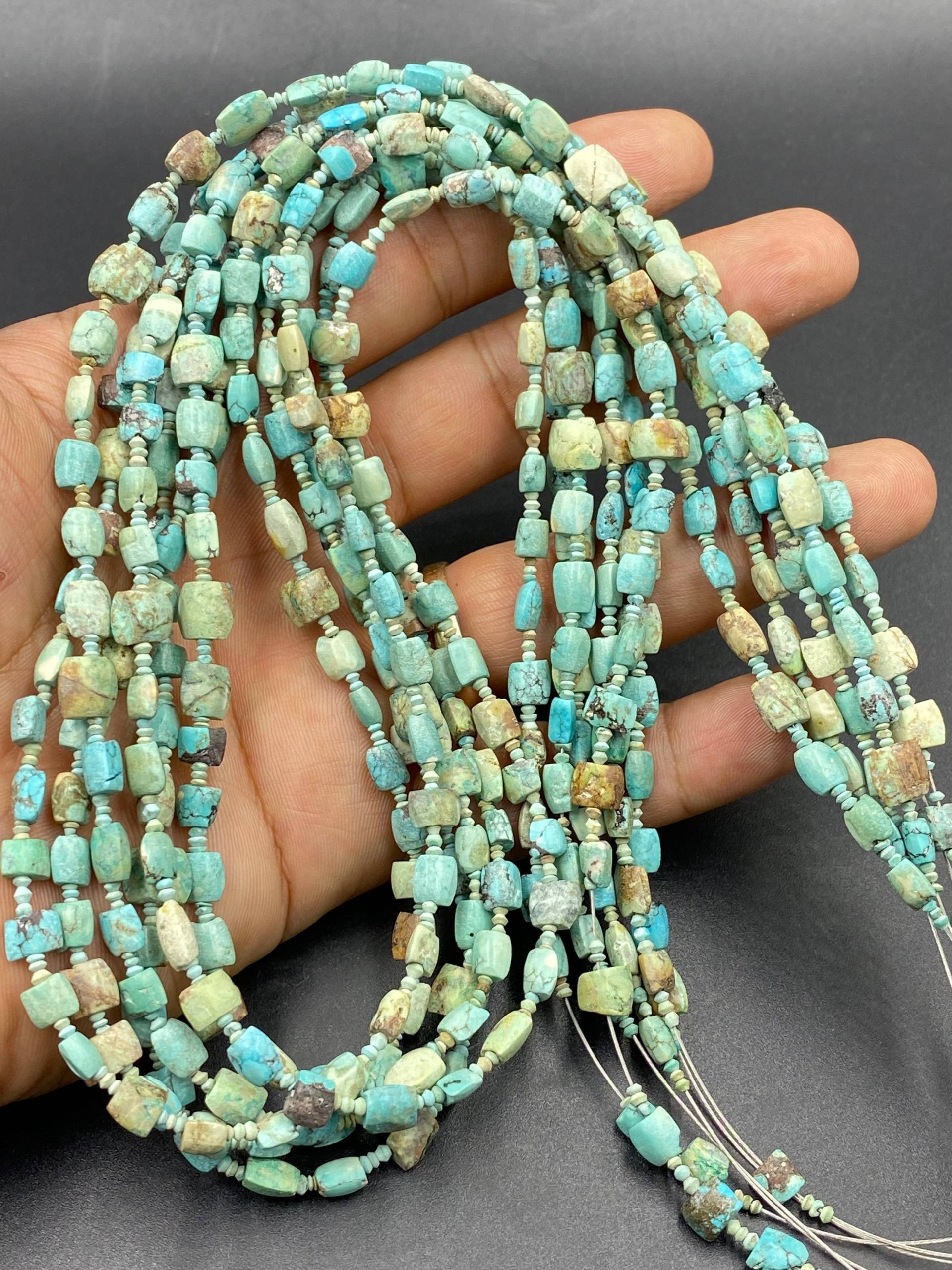 Alte Antik Natur Türkis Perlenkette Aus Afghanistan 6 Strang von Kabulemporium