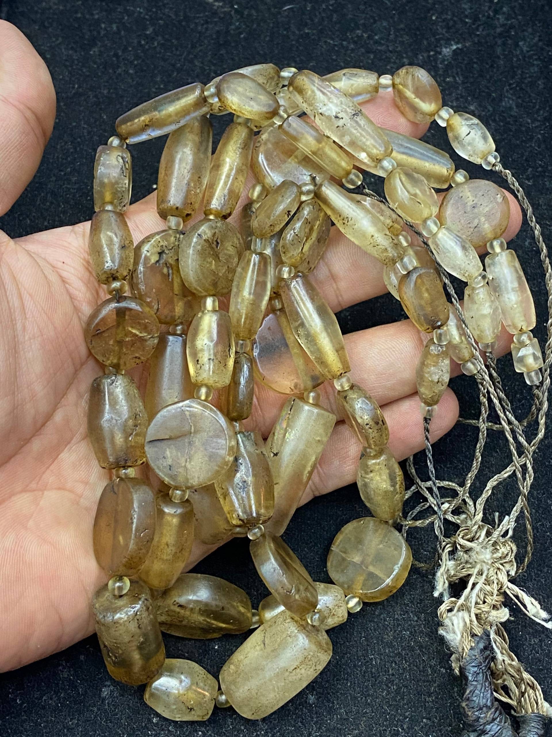 Alte Uralte Mischform Natürliche Kristallperlen Halskette 3 Strang von Kabulemporium
