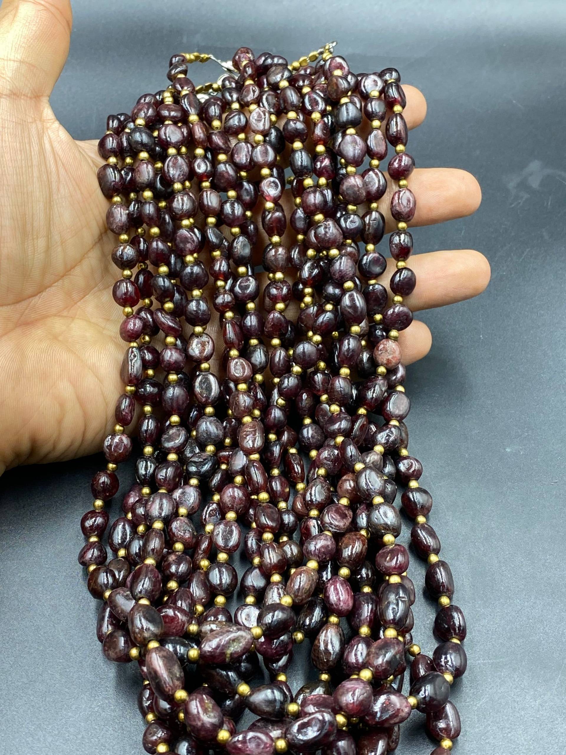 Sehr Alte Antike Rote Granat Perlen Halskette Aus Afghanistan von Kabulemporium