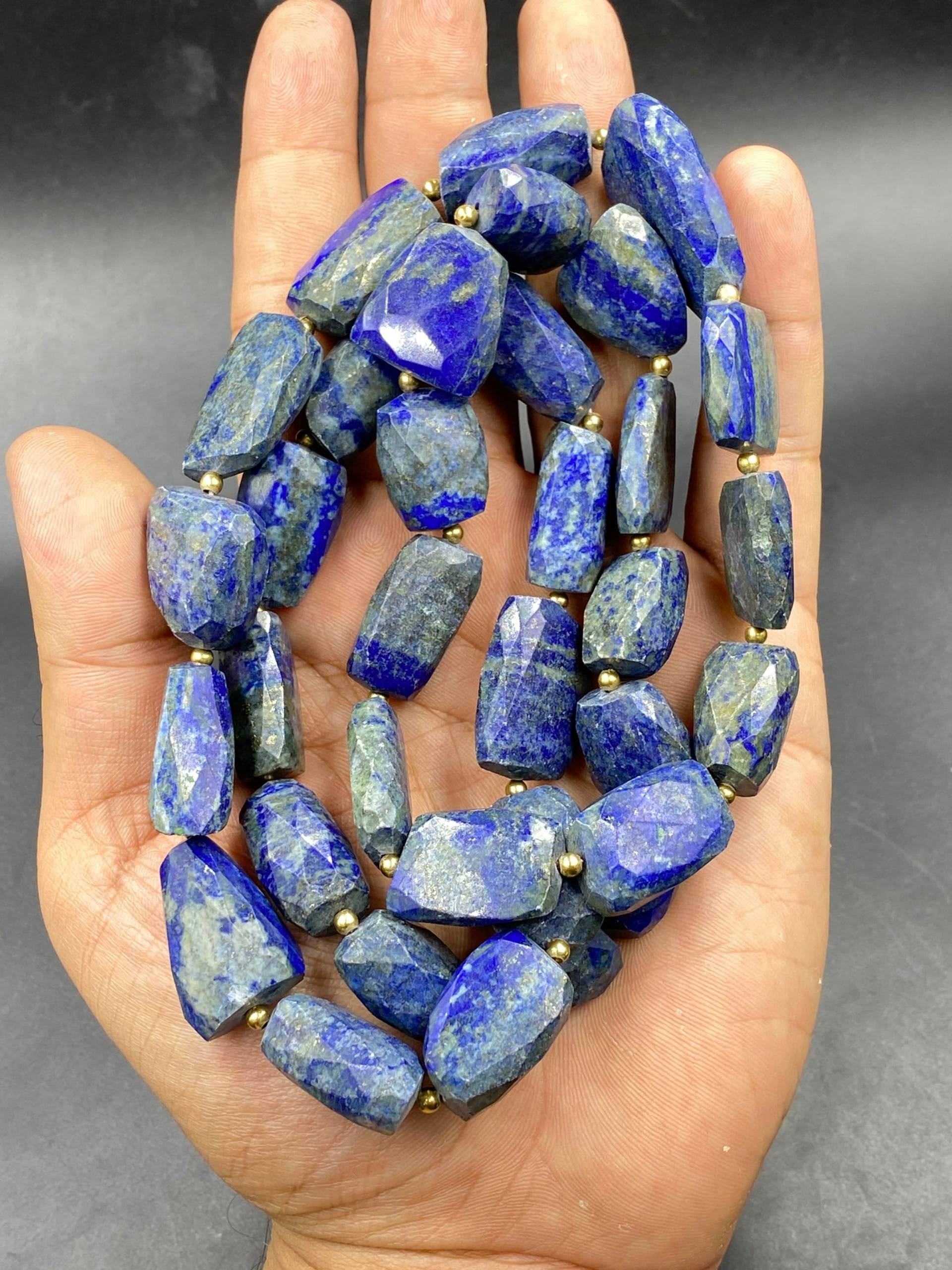 Sehr Schöne Farbe Lapislazuli Stein Perlen Geschliffene Halskette Aus Afghanistan von Kabulemporium
