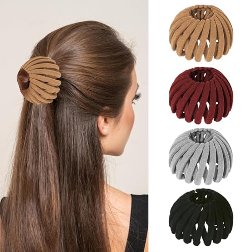 Kabwea 4 Neue Haarspangenhaarspangen Damen, Haarschmuck, Haarspange, Haarspangen, Hair Clip, Haarschmuck Damen, Haarspangen Damen DüNnes Haar(Rot+Grau+Schwarz+Leinen) von Kabwea
