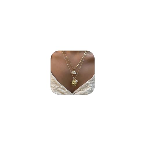 Kabwea Gold Muschelkette Layer Charm für Damen - Choker, Boho Kette, Muschel von Kabwea