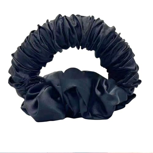 Kabwea Hitzefreie Locken-Scrunchies aus Seide für Damen, Haargummi Damen, Scrunchies, Haargummi, Haargummis Mädchen, Haargummis, Haargummis Mädchen (Schwarz) von Kabwea