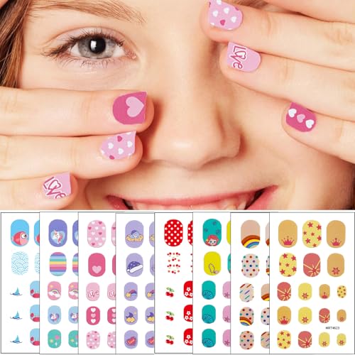 Kabwea Nagelsticker Für Mädchen, 8 Blätter Selbstklebende Nagelsticker In Verschiedenen Größen Und Designs von Kabwea