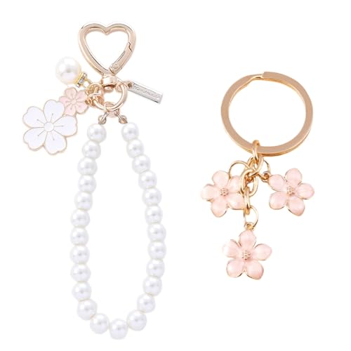 Kabwea SchlüSselanhäNger Armband FüR Damen, Blumen, SchlüSselanhäNger Damen, Keychain, Aesthetic Stuff, Cute Stuff, Cute (1 Blumenarmband + 1 SchlüSselanhäNger) von Kabwea