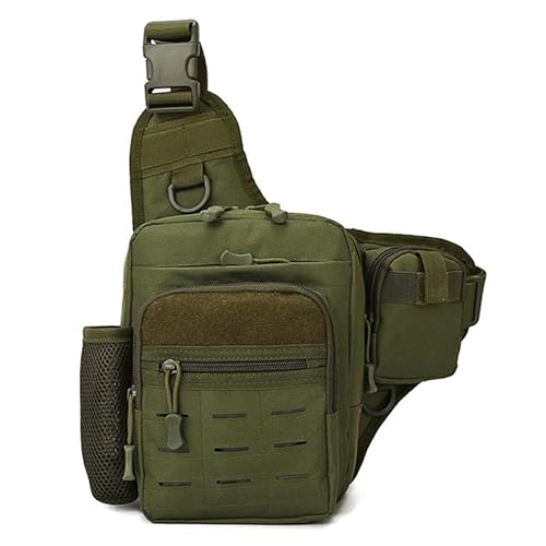 Kabxhueo Multifunktional Taktische Umhängetasche Molle Schultertasche Militär Crossbody Bag Brusttasche Sling Bag Wasserdicht Gürteltasche für Läufer, Wandern, Radfahren, Reisen,Army Green von Kabxhueo
