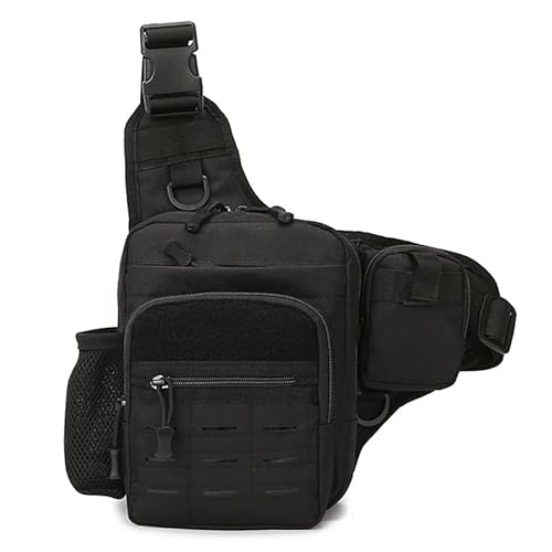 Kabxhueo Multifunktional Taktische Umhängetasche Molle Schultertasche Militär Crossbody Bag Brusttasche Sling Bag Wasserdicht Gürteltasche für Läufer, Wandern, Radfahren, Reisen,Schwarz von Kabxhueo