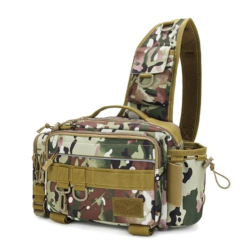 Kabxhueo Taktische Gürteltasche Schultertasche Militärisch wasserdichte Hüfttasche Molle Tactical Crossbody Multifunktional Umhängetasche Sling Rucksack für Camping Fishing Reisn,Mountain Camouflage von Kabxhueo