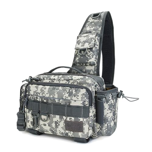 Kabxhueo Taktische Gürteltasche Schultertasche Militärisch wasserdichte Hüfttasche Molle Tactical Crossbody Multifunktional Umhängetasche Sling Rucksack für Camping Fishing Reisn,Urban Camouflage von Kabxhueo