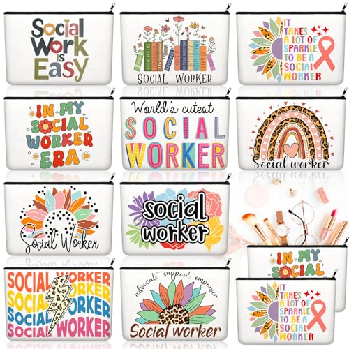 Kacctyen Make-up-Tasche aus Segeltuch für Sozialarbeiter, 10 Stück, tragbar, Reise-Make-up-Organizer für soziale Arbeit, Monat, Partyzubehör, Mehrfarbig, Mehrfarbiges Design Kacctyen Make-up-Tasche aus Segeltuch für Sozialarbeiter, 10 Stück, tragbar, Reise-Make-up-Organizer für soziale Arbeit, Monat, Partyzubehör, Mehrfarbig, Mehrfarbiges Design von Kacctyen