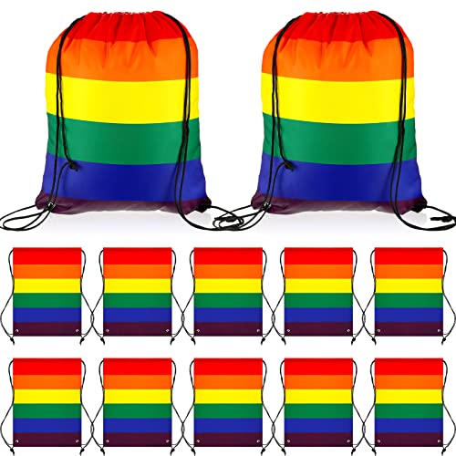 Kacctyen Unisex-Erwachsene Kordelzugbeutel, Regenbogen, Einheitsgröße (12er Pack) von Kacctyen