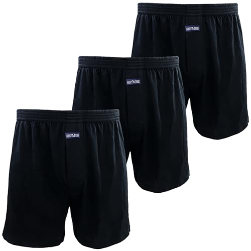 Kacouni 3er Pack Boxershorts Herren Weit 100% Baumwoll Gestrickte, Locker Passform, Weiche und Atmungsaktive, Ultrabequeme Unterhosen Männer Gr. M-3XL (XL, 3X Schwarz) von Kacouni