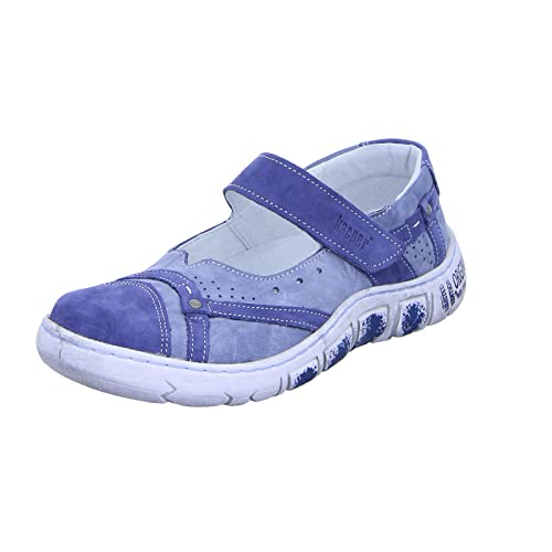 Kacper Damen Ballerina 2-0549 Damen Leder Ballerina Klettverschluss Blau (Blue) Größe 38 EU von Kacper