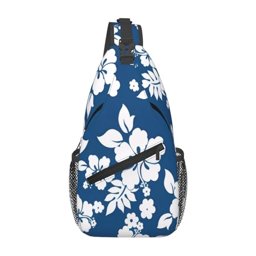 Azurblau geeignet für Sport, Laufen, Reisen, Outdoor-Taschen, Hawaii Blume, Einheitsgröße, Retro-Stil von KadUe