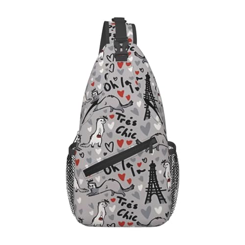 Eis- und Feuer-Gitarre, geeignet für Sport, Laufen, Reisen, Outdoor-Tragetaschen für Herren und Damen, French Fashion Model Frettchen, Einheitsgröße, Retro-Stil von KadUe