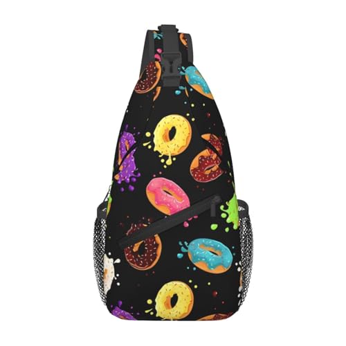 Hibiskusblumen, geeignet für Sport, Laufen, Reisen, Outdoor-Tragetaschen für Herren und Damen, Donut, Einheitsgröße, Retro-Stil von KadUe