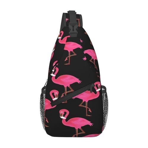 Schwarze und weiße Kuh, geeignet für Sport, Laufen, Reisen, Outdoor-Tragetaschen für Herren und Damen, Schöne rosa Flamingos, Einheitsgröße, Retro-Stil von KadUe